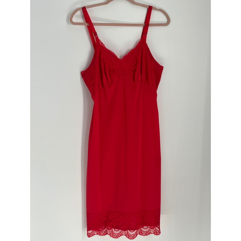 Vintage Lace Trim Full Slip Dress Women Red M Pinup
Boudoir Coquette Lingerie